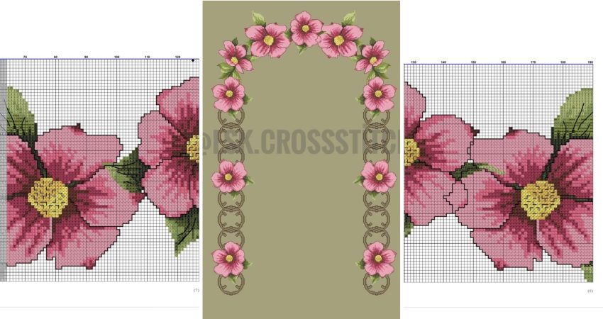 ÇİÇEKLİ ETAMİN SECCADE ŞABLONU VE RENK KODLARI