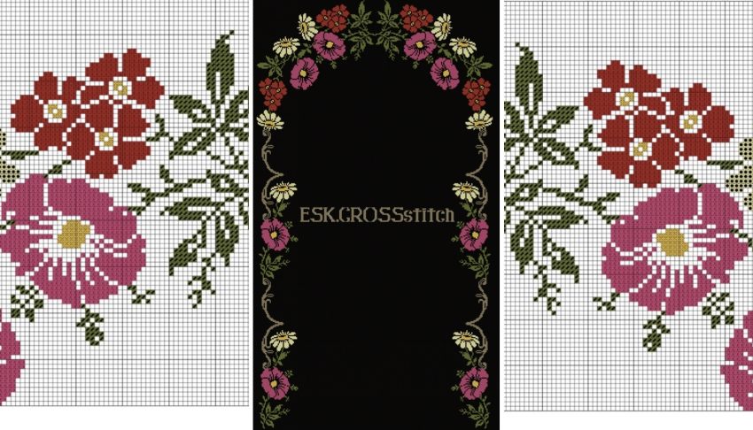 Çiçekli Etamin Seccade Şablonu